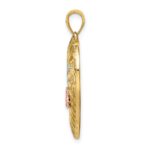 14k Two-tone with White Rhodium NANA Heart with Flowers Charm - Image 2