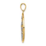 14k and White Rhodium Sunset and Seagulls In Circle Pendant - Image 2