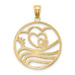 14k and White Rhodium Sunset/Hearts/Water in Circle Charm - Image 4