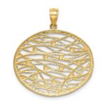 14K and White Rhodium Diamond-cut Oval Cut-Out Charm - Image 4