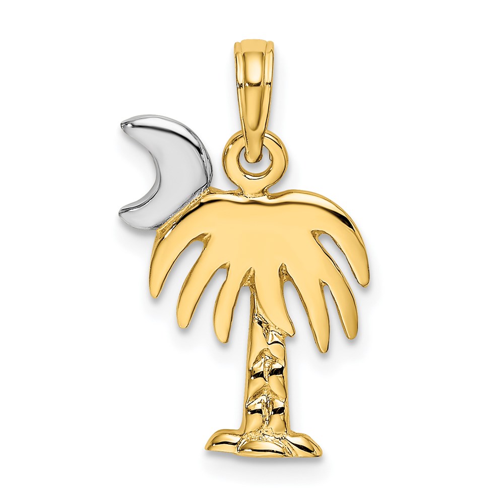 K9454.jpg 14K and White Rhodium Polished Charleston Palm Tree Charm - Image 1