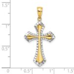 14K and White Rhodium Diamond-cut Reversible Cross Charm - Image 3