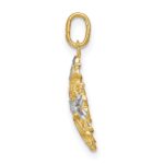 14K and White Rhodium Center Flower and Heart Charm - Image 2