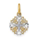 14K and White Rhodium Cut-Out Heart Edge Flower Charm
