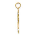 14K with Rhodium Diamond-cut Fleur-De-Lis Cross Charm - Image 2