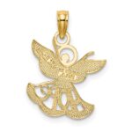 14K and White Rhodium Polished and Textured Cut-Out HOPE Angel Charm - Image 4
