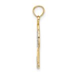 14K and White Rhodium Polished and Textured FAITH Angel Pendant - Image 2