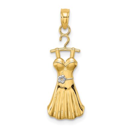 14K and White Rhodium Dress with Flower Charm