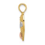 14k Two-tone with White Rhodium GRANDMA In Filigree Heart Charm - Image 2