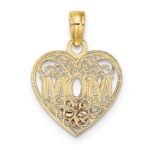 14K Two-tone with White Rhodium Polished MOM in Heart Pendant - Image 4