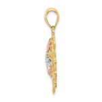 14k Two-tone and White Rhodium I LOVE YOU Filigree Heart with Flowers Charm - Image 2