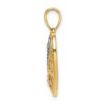 14k Two-tone with White Rhodium GRANDMA In Filigree Heart with Flowers Charm - Image 2