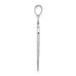 14k White Gold Cross Shield with Joshua 1:9 On Reverse Charm - Image 2