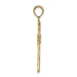 14K Textured with Square Center Cross Pendant - Image 2