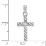 14k White Gold Diamond-cut Cross Pendant - Image 3