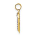 14K and White Rhodium Polished and Textured Open Heart Pendant - Image 2
