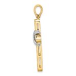 14K Two-tone -X- Center Polished Cross Pendant - Image 2