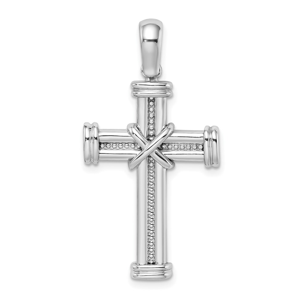 K9735W.jpg 14k White Gold -X- Center Cross Charm - Image 1