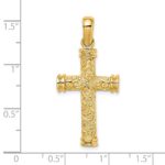 14K Scroll with Double Endcaps Cross Charm - Image 3