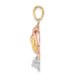 14k Tri-color Triple Dolphin Circle Pendant - Image 2