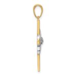 14K and White Rhodium Twist Diamond-cut Cross Pendant - Image 2