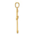 14K and White Rhodium Diamond-cut Budded Cross Pendant - Image 2