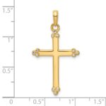 14K and White Rhodium Diamond-cut Budded Cross Pendant - Image 4