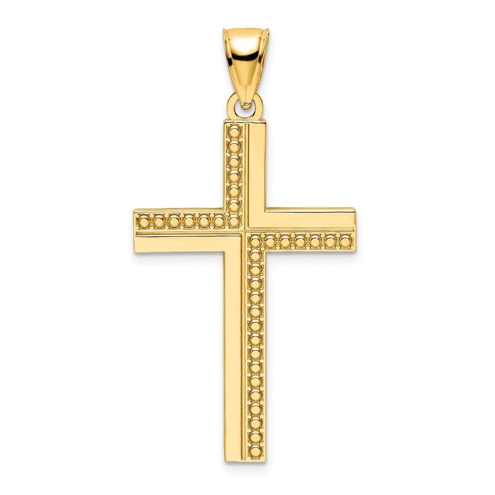 K9877.jpg 14K Polished Beaded Cross Pendant - Image 1