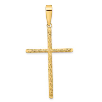 14K Polished and Textured Fancy Cross Pendant