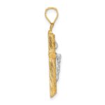 14K and White Rhodium Polished and Textured INRI Crucifix Cross Pendant - Image 2
