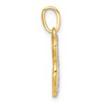 14k with White Rhodium Polished And Brushed Two Hearts Pendant - Image 2