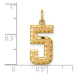 14k Large Brushed Diamond-cut Number 5 Charm - Image 4