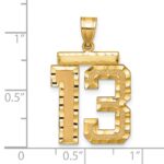 14k Large Brushed Diamond-cut Number 13 Charm - Image 2