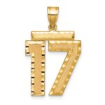 14k Large Brushed Diamond-cut Number 17 Charm