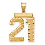 14k Large Brushed Diamond-cut Number 21 Charm