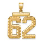14k Large Brushed  Diamond-cut Number 62 Charm