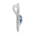 Sterling Silver Rhodium-plated Enameled Swimming Turtle Chain Slide - Image 2