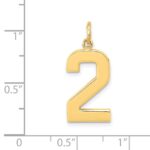 14k  Large Polished Number 2 Charm - Image 4