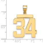 14k Large Polished Number 34 Charm - Image 2