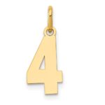14k Small Polished Number 4 Charm