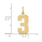 14k Medium Satin Number 3 Charm - Image 4