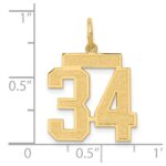 14k Medium Satin Number 34 Charm - Image 3