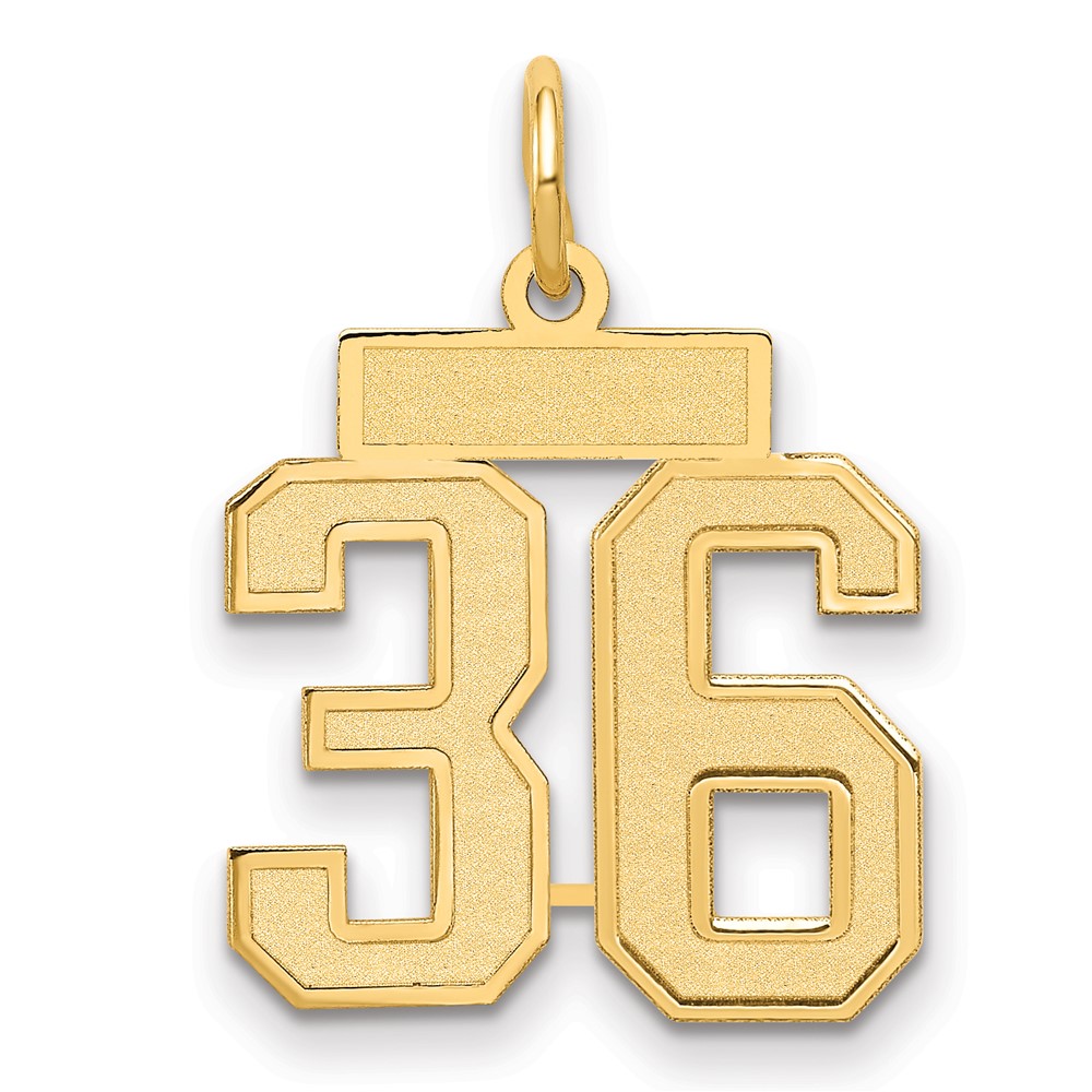 LSS36.jpg 14k Small Satin Number 36 Charm - Image 1