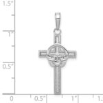 14k White Gold Polished Claddagh Cross Pendant - Image 4
