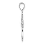 14K White Gold Polished Cross with Dove Charm - Image 2
