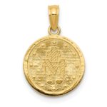 14k Polished and Satin Solid Miraculous Medal Round Pendant - Image 4