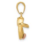 14k  3-D Two-tone Baby Shoe with Heart Charm - Image 2