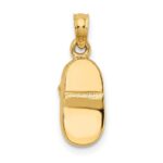 14k  3-D Two-tone Baby Shoe with Heart Charm - Image 3