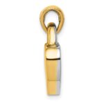 14k and White Rhodium Hollow Polished 3-D Reversible Heart Charm - Image 2
