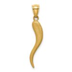14k Solid Diamond-cut 3-D Italian Horn Charm - Image 4